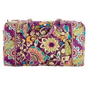 Vera Bradley Double Handle Large‎ Duffel Bag Fluttery Purple Floral Print NWOT )